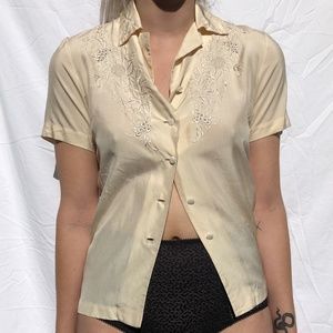 Vintage Cream Embroidered Top